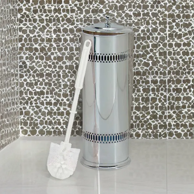 Bathroom Toilet Brush Holder Bright Chrome 15"H x 5"D | Renovator's Supply