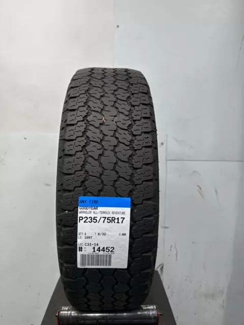 1 Goodyear Wrangler All-Terrain Adventure P235/75R17 2357517 235/75/17 8/32