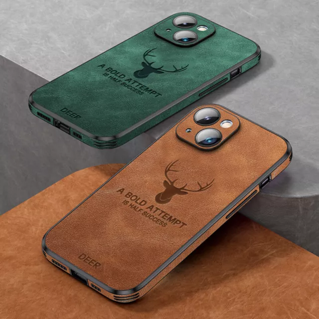 For iPhone 14 13 12 Pro Max 11 Deer Shockproof Leather Hybrid Soft Case Cover