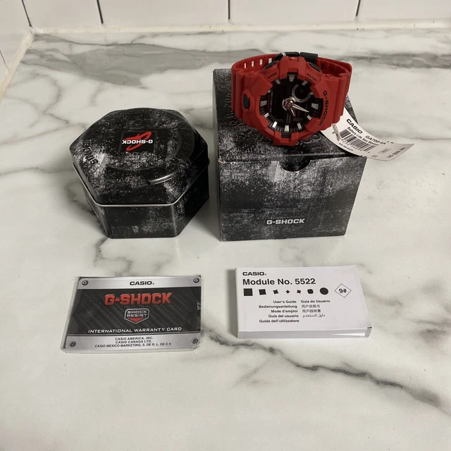 Casio G-Shock Mens World Time Red Resin Chronograph Quartz Watch GA700-4A