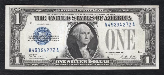 Fr. 1601 1928-A $1 One Dollar “Funnyback” Silver Certificate Extremely Fine
