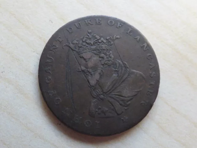 John Gaunt Duke Lancaster Half-Penny Token 1792 Current Every Where (myrefn6589)