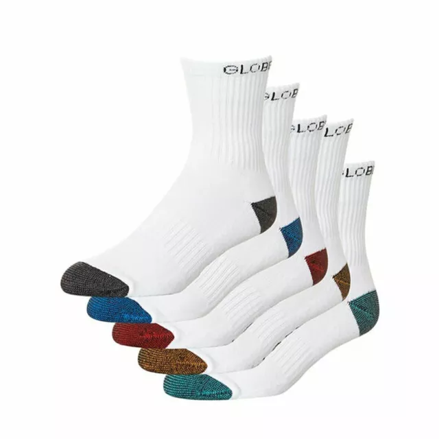 Globe Crew Socks 5 Pack Ingles Crew White Mens Size 7 - 11 2