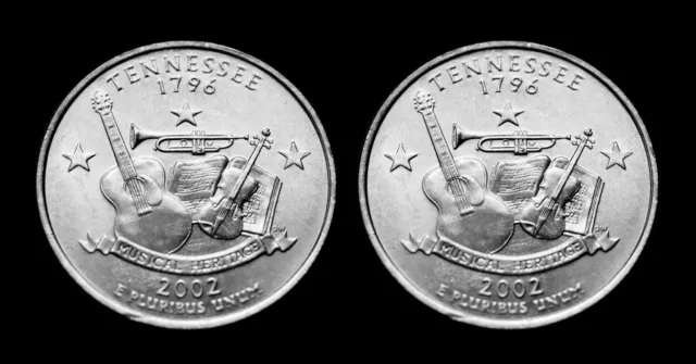 2002 P+D Tennessee BU Washington Statehood Quarter Set from U.S. Mint Rolls