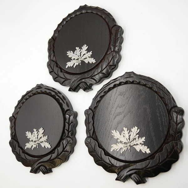 3 Pieza Placa de Jabalí Tallado Oscuro Af 16 CM Con 3 X 6-blättrigen Portada 2