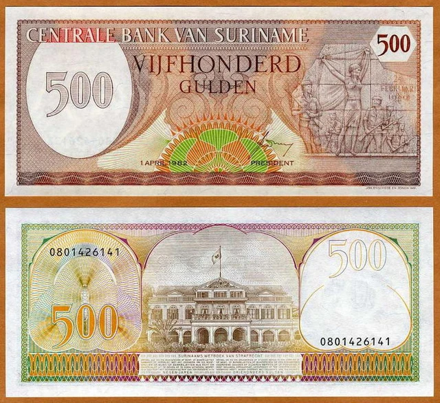 thumbnail image 2 of Suriname 25 Gulden Banknote – 1998, UNC, P-138d – 5 Consecutive PCS Lot 2 of 5
