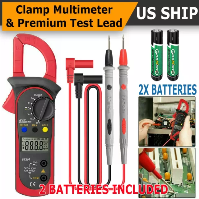 Digital Multimeter Tester AC DC Volt Ohm Amp Clamp Meter Auto Range LCD Handheld