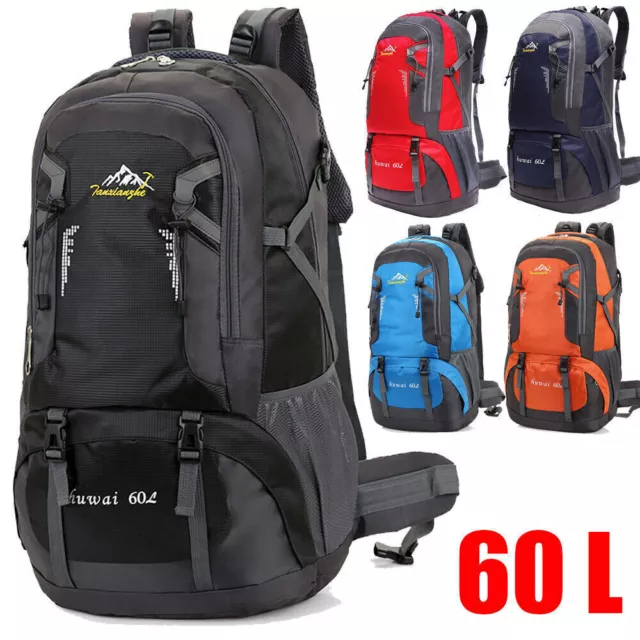 HUNTVP 60L Hiking Camping Backpack Waterproof Outdoor Travel Trekking Rucksack