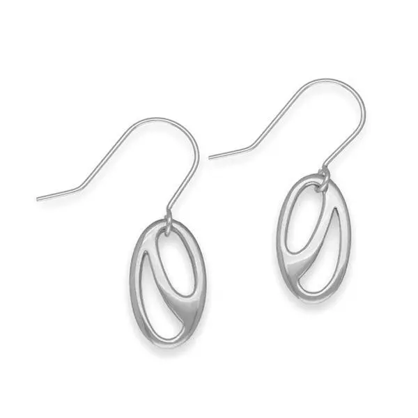 New Dawn Ortak Hallmarked Silver Cut Out Oval Hook Earrings E1742