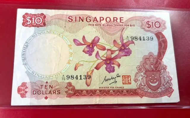 Early Singapore Ten Dollars Orchid Banknote