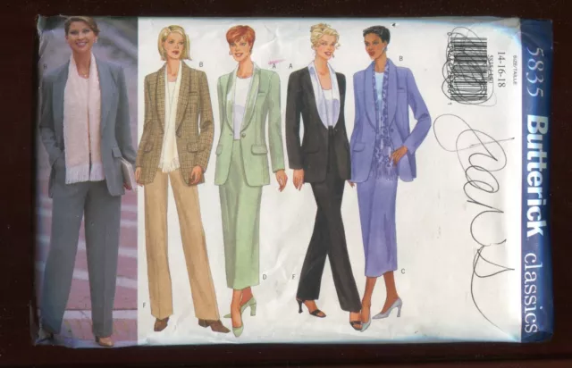 Butterick Pattern 5835 Misses Loose Jacket Skirt Pants Scarf Sizes 14-18 Uncut