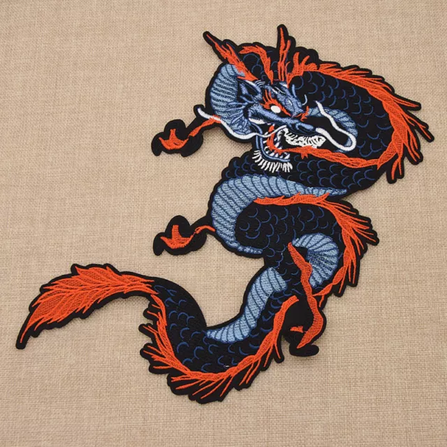 Chinese Dragon Iron On Patch Embroidered Motifs Applique Badage DIY Coat Decor