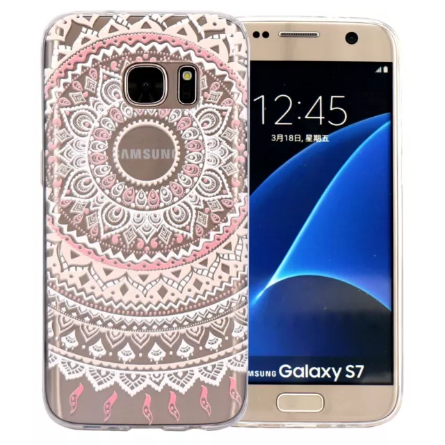 Pour Samsung Galaxy Coque Étui transparent en silicone motif mandala créatif
