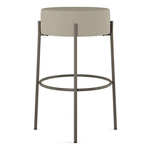 Amisco Clovis 30 In. Bar Stool - Greige Faux Leather / Grey Metal