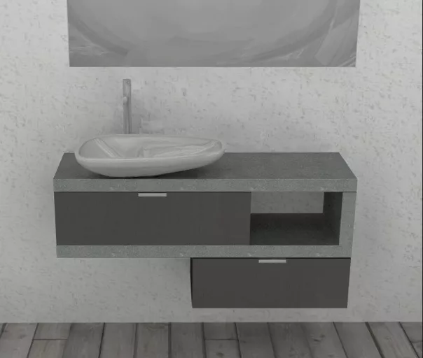 MOBILE DA BAGNO "LUSSO" MODERNO SOSPESO MOD EL22 L.130cm VARI COLORI TOP PIETRA