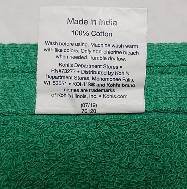 The Big One Solid Bath Towel - 30" x 54" - 100% Cotton - Spearmint Green - NEW 3