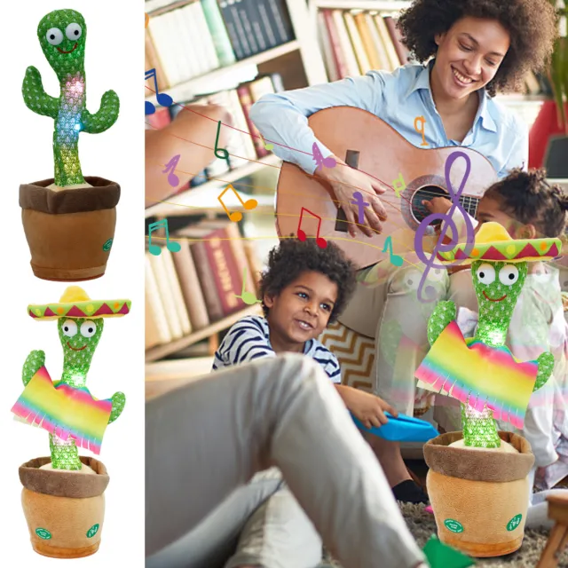 Dancing Cactus Plush Toy Battery Powered Dancing Talking Cactus Toy Light maDmI