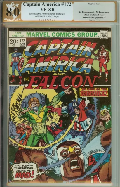 Captain America and Falcon #172 PGX (not CGC) 8.0 Signed Sal Buscema