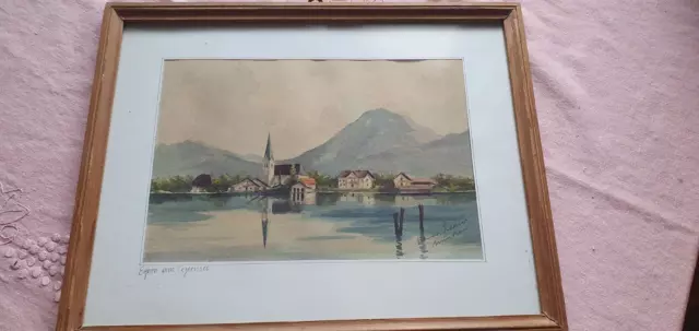 Aquarell Benno Stadler, München, Motiv: Egern am Tegernsee