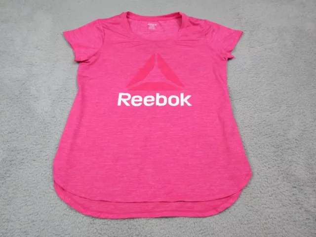 Reebok Shirt Womens Adult Large Pink Athletic Graphic Spell Out Casual Ladies