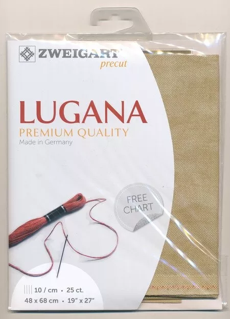 Zweigart Precut Lugana 25ct/10st 48 x 68cm 52% cotton 3835.3009 country mocha
