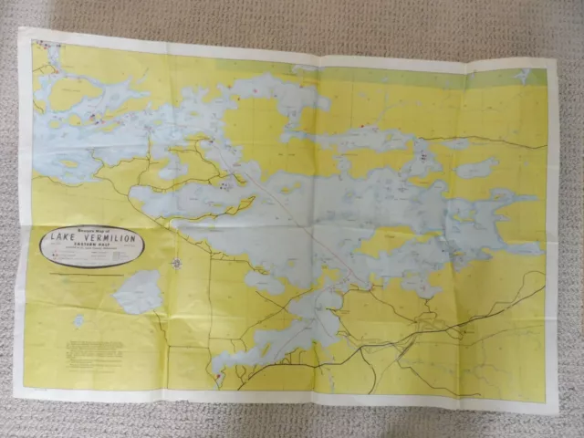 Lake Vermillion - Minnesota EASTERN HALF - 1980 Boater's Map E-13 water resist