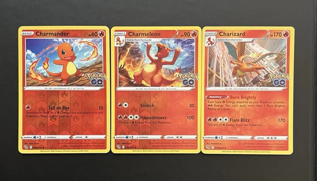 Pokmon Charizard Base Set 2 Cards Pokmon TCG 3-Card Set  REVERSE HOLO  Charizard 11/108 + Charmeleon + Charmander, Lightly Played Condition Charmander  Pokmon TCG Cards