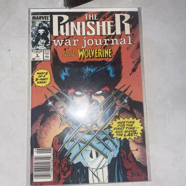 Punisher War Journal 6 Marvel  1st Punisher vs Wolverine  Jim Lee NEWSSTAND