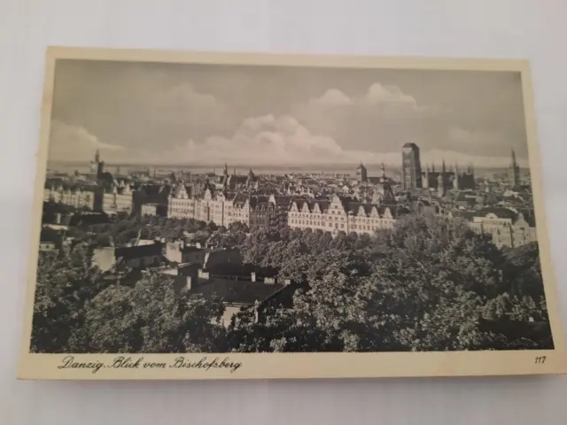 Cartolina Danzica vista dal timbro Bischofsberg Wehrbezirkskommando 1940 Feldpost