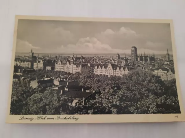 Cartolina Danzica vista dal timbro Bischofsberg Wehrbezirkskommando 1940 Feldpost