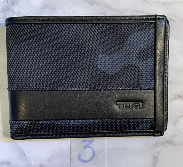 💠TUMI Alpha Double Billfold Bifold Wallet Navy Blue Camo Black FREE SHIP (#3)