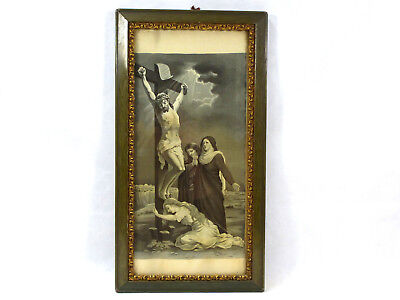 Crucifixion Jesus on the Cross Woven Picture about 1900 NK-3235