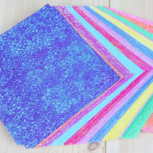 50pcs Square Origami Paper Single Side Glitter Folding Papers X4Y5