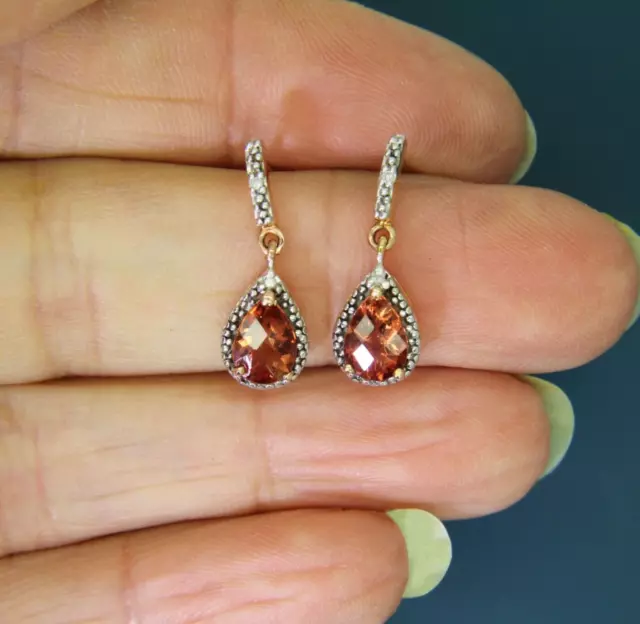 9ct Rose Gold Andersine Diamond Drop Earrings