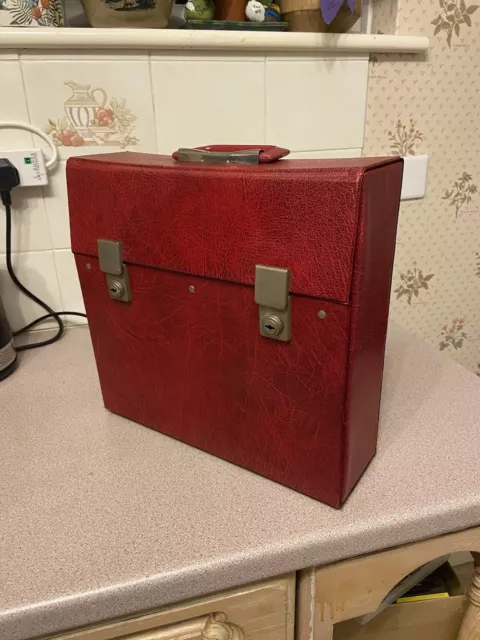 Vintage Record Carry Storage Case Box Vinyl Red 1970s 12” singles LPs Albums