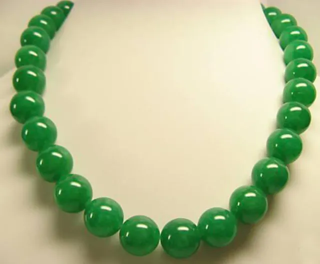 Collier perles rondes 18" 25" 36" 50"6mm 8mm 10mm 12mm 14mm vrai vert jade 2