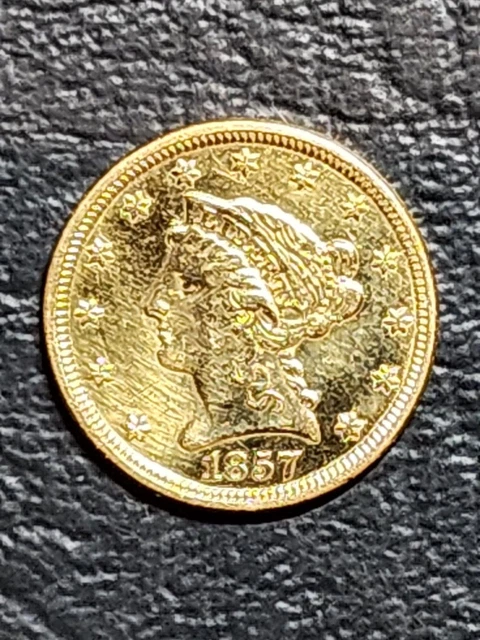 UNC 1857 $2 1/2 Gold Liberty Coin