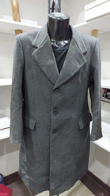 Manteau FB Homme En Cachemire - Taille 54, Gris, Occasion Vintage, Italie