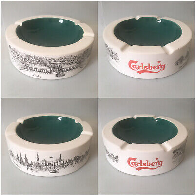 Vintage Carlsberg Big Ceramic Ashtray Copenhagen and Lisbon Images 