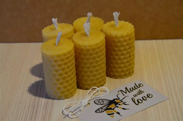 Bundle of 1,2,4,8 Hand Rolled Handmade Pure Beeswax Candles from Beeswax Sheets