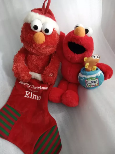 Fisher Price Elmos World"  Elmo & Dorothy " & Elmo 22" Christmas Stocking Combo