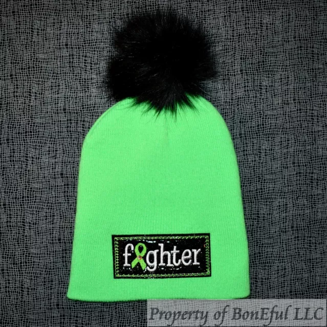 BonEful RTS NEW Boutique Unisex Green Beanie HAT RARE Lymphoma Liver Cancer Gift