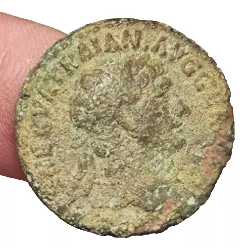 Trajan AE As or Dupondius - Victory holding SPQR shield