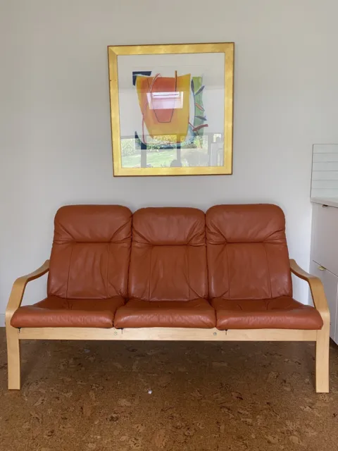 2 & 3 seater Mid Century 1960/70 orange leather sofas