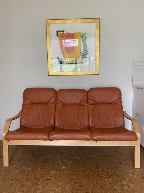 2 & 3 seater Mid Century 1960/70 orange leather sofas