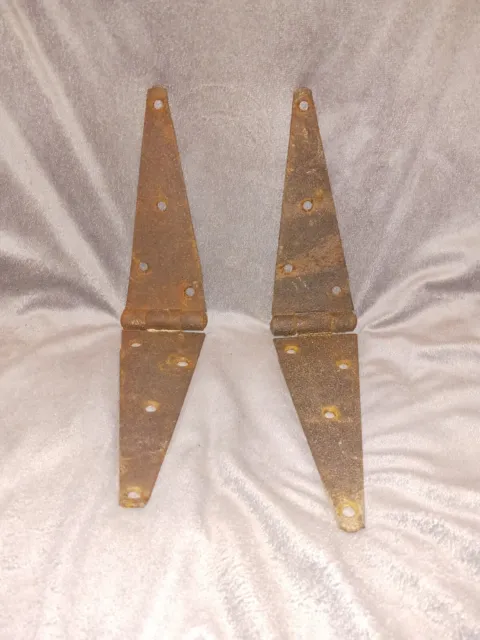 Large 16" Hand Forged Steel Strap Hinges for Barn Door or Gate.