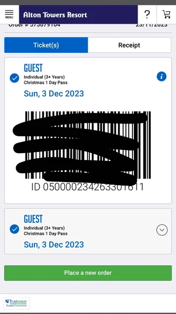 2 alton towers tickets