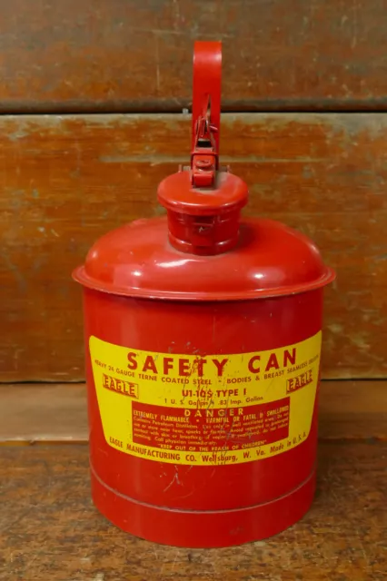 Vintage Eagle Safety Gas Can 1 Gallon U1-10 S Type 1 Metal Wellsburg W ...