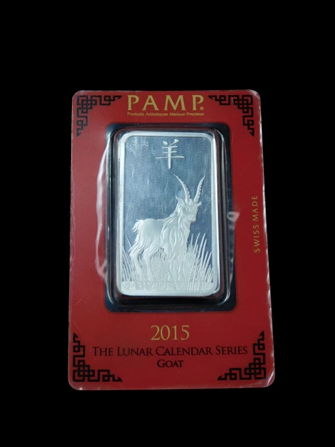 2015 PAMP LUNAR Series Year of the Goat 1 oz .999 Fine Silver Bar