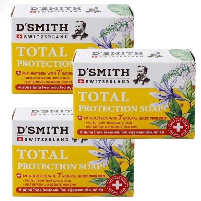 3X D'SMITH Protección Total Antibacteriana Acné Erupción Jabón Cara Lavado Corporal 100G